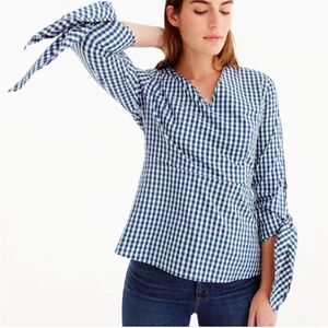 Universal Standard for J‎ Crew poplin blue and white gingham top size small